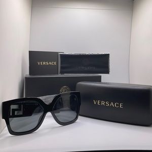 0VE4402 Versace Sunglasses F Black L Dark Grey New & Authentic Free Shipping.